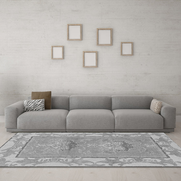 Machine Washable Abstract Gray Modern Rug in a Living Room,, wshabs1223gry