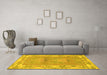 Machine Washable Abstract Yellow Modern Rug in a Living Room, wshabs1223yw