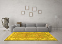 Machine Washable Abstract Yellow Modern Rug, wshabs1223yw