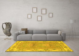 Machine Washable Abstract Yellow Modern Rug in a Living Room, wshabs1223yw