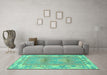 Machine Washable Abstract Turquoise Modern Area Rugs in a Living Room,, wshabs1223turq