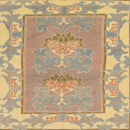 Square Machine Washable Abstract Brown Green Rug, wshabs1223