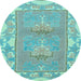 Round Abstract Light Blue Modern Rug, abs1223lblu