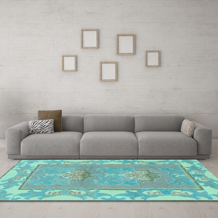Machine Washable Abstract Light Blue Modern Rug in a Living Room, wshabs1223lblu