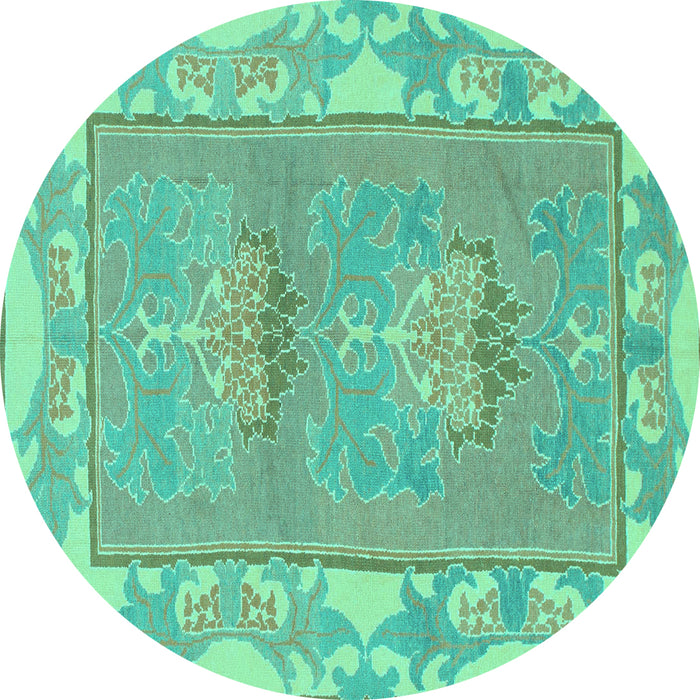 Round Machine Washable Abstract Turquoise Modern Area Rugs, wshabs1223turq