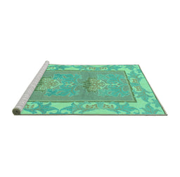 Sideview of Machine Washable Abstract Turquoise Modern Area Rugs, wshabs1223turq