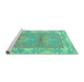 Sideview of Machine Washable Abstract Turquoise Modern Area Rugs, wshabs1223turq