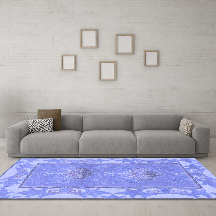 Machine Washable Abstract Blue Modern Rug in a Living Room, wshabs1223blu