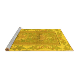 Sideview of Machine Washable Abstract Yellow Modern Rug, wshabs1223yw