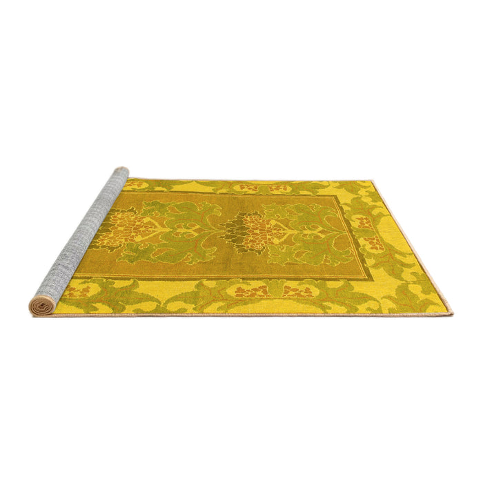Sideview of Machine Washable Abstract Yellow Modern Rug, wshabs1223yw