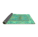 Sideview of Abstract Turquoise Modern Rug, abs1223turq