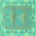 Square Machine Washable Abstract Turquoise Modern Area Rugs, wshabs1223turq