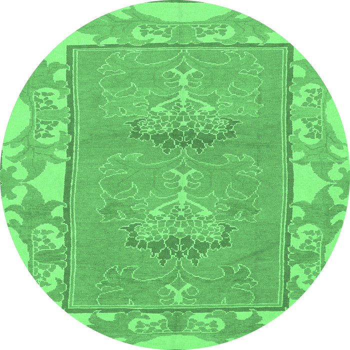 Round Abstract Emerald Green Modern Rug, abs1223emgrn