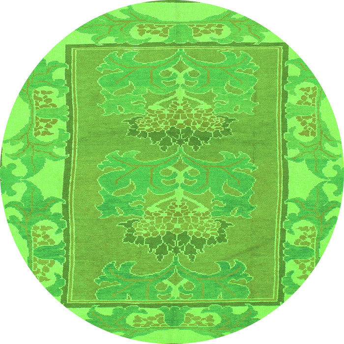 Round Abstract Green Modern Rug, abs1223grn