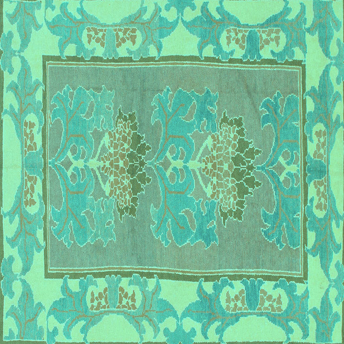 Square Abstract Turquoise Modern Rug, abs1223turq