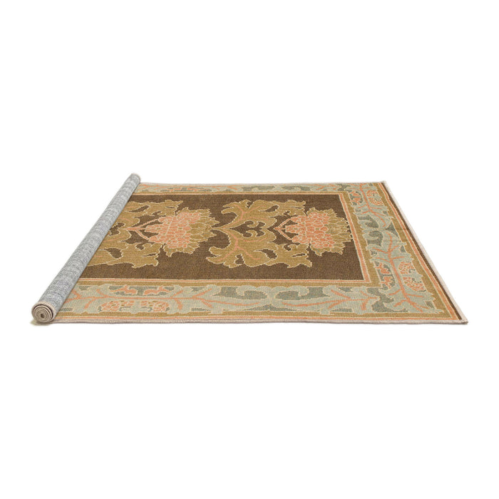 Sideview of Machine Washable Abstract Chocolate Brown Rug, wshabs1224