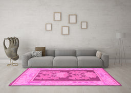 Machine Washable Abstract Pink Modern Rug in a Living Room, wshabs1224pnk
