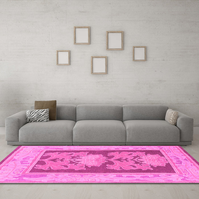 Machine Washable Abstract Pink Modern Rug in a Living Room, wshabs1224pnk