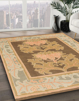 Abstract Chocolate Brown Modern Rug in Family Room, abs1224