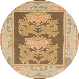 Round Machine Washable Abstract Chocolate Brown Rug, wshabs1224