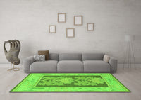 Machine Washable Abstract Green Modern Rug, wshabs1224grn