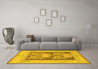 Machine Washable Abstract Yellow Modern Rug, wshabs1224yw