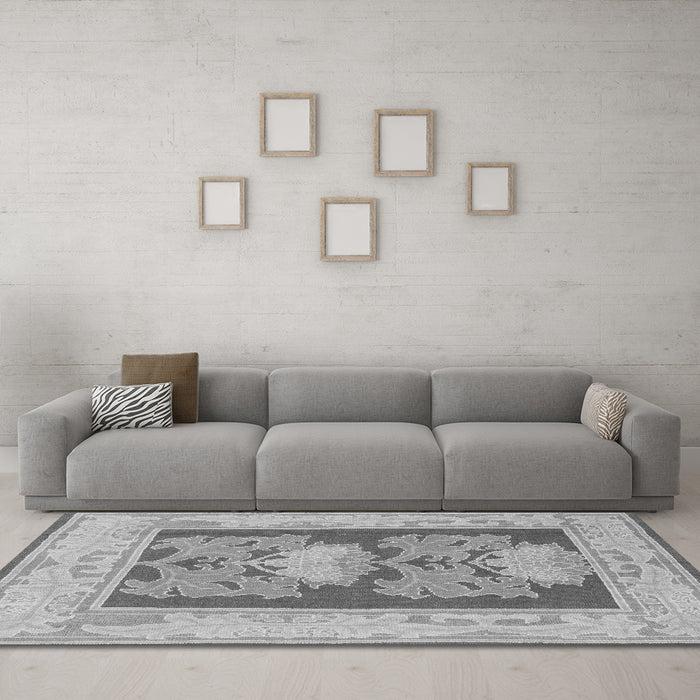 Machine Washable Abstract Gray Modern Rug in a Living Room,, wshabs1224gry