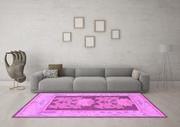 Machine Washable Abstract Purple Modern Area Rugs in a Living Room, wshabs1224pur