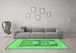 Machine Washable Abstract Emerald Green Modern Area Rugs in a Living Room,, wshabs1224emgrn