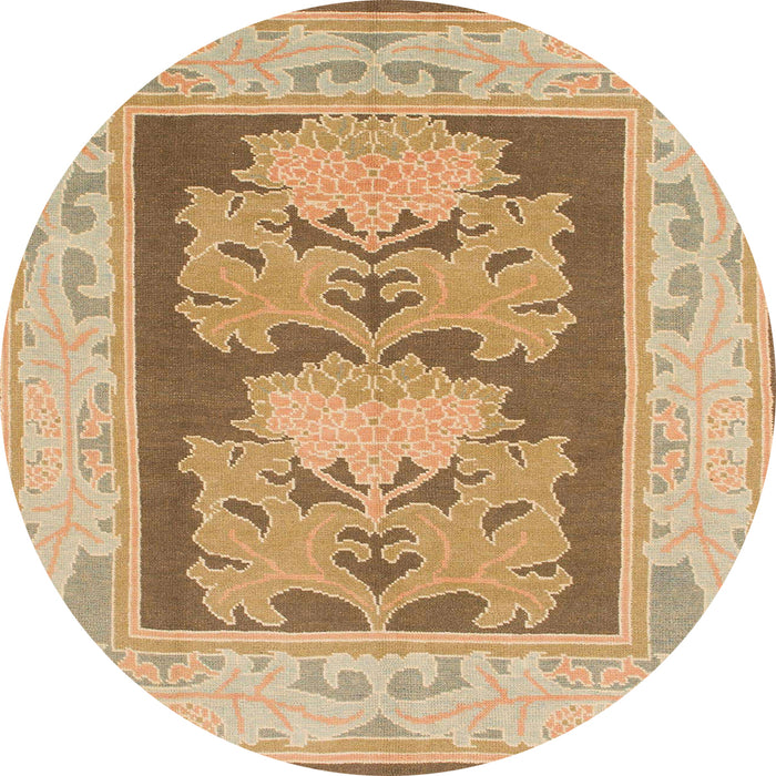 Round Abstract Chocolate Brown Modern Rug, abs1224