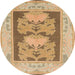 Round Abstract Chocolate Brown Modern Rug, abs1224