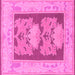 Square Machine Washable Abstract Pink Modern Rug, wshabs1224pnk