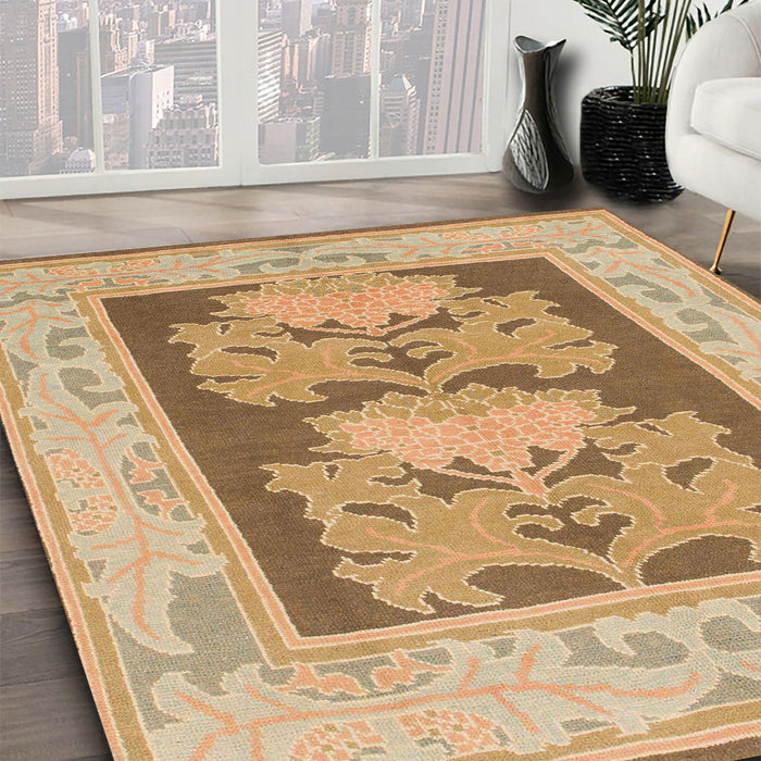 Machine Washable Abstract Chocolate Brown Rug in a Family Room, wshabs1224