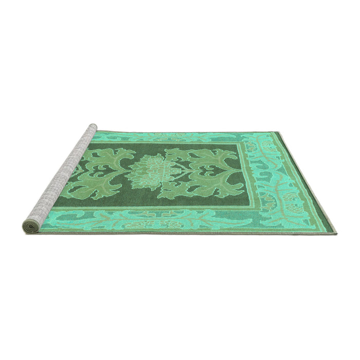 Sideview of Machine Washable Abstract Turquoise Modern Area Rugs, wshabs1224turq