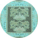 Round Abstract Light Blue Modern Rug, abs1224lblu