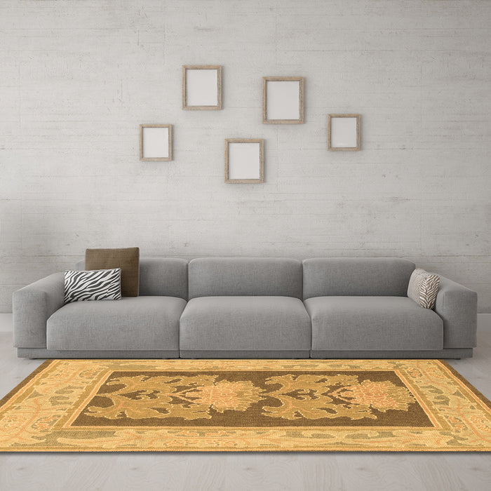 Machine Washable Abstract Brown Modern Rug in a Living Room,, wshabs1224brn