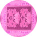 Round Abstract Pink Modern Rug, abs1224pnk