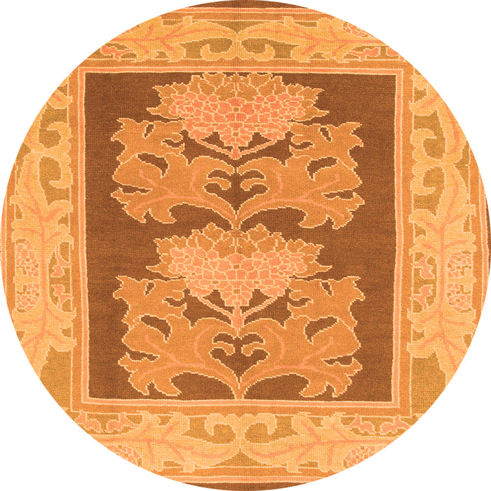 Round Machine Washable Abstract Orange Modern Area Rugs, wshabs1224org