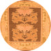 Round Machine Washable Abstract Orange Modern Area Rugs, wshabs1224org