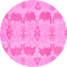 Round Abstract Pink Modern Rug, abs1225pnk