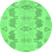 Round Abstract Emerald Green Modern Rug, abs1225emgrn