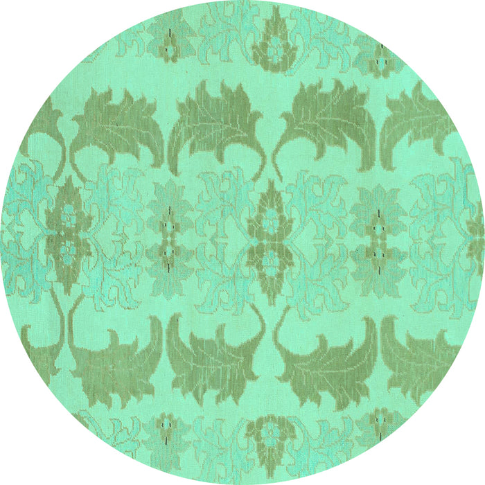 Round Machine Washable Abstract Turquoise Modern Area Rugs, wshabs1225turq