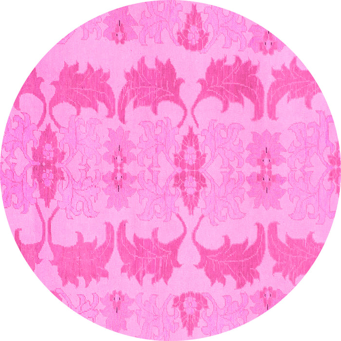 Round Machine Washable Abstract Pink Modern Rug, wshabs1225pnk