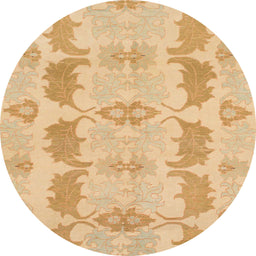 Round Machine Washable Abstract Yellow Rug, wshabs1225