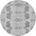 Round Machine Washable Abstract Gray Modern Rug, wshabs1225gry