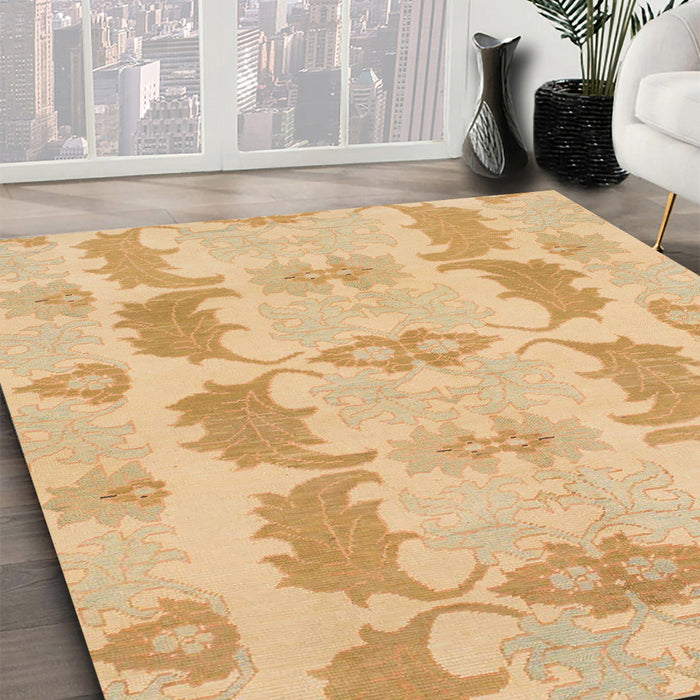 Machine Washable Abstract Yellow Rug in a Family Room, wshabs1225