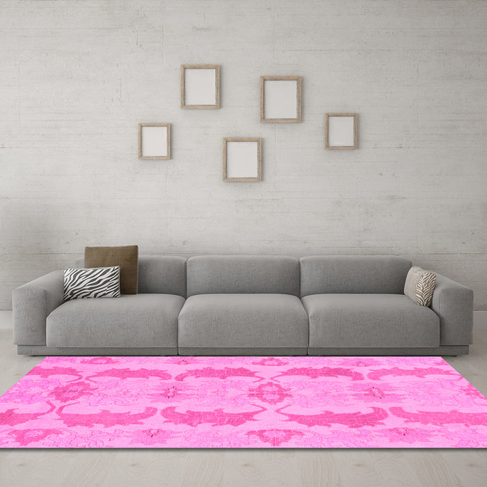 Machine Washable Abstract Pink Modern Rug in a Living Room, wshabs1225pnk