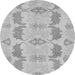 Round Abstract Gray Modern Rug, abs1225gry