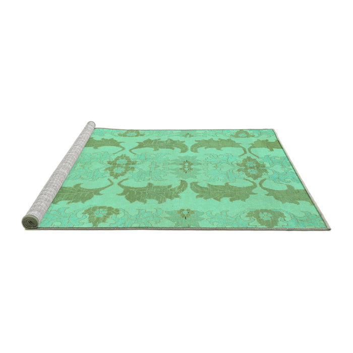 Sideview of Machine Washable Abstract Turquoise Modern Area Rugs, wshabs1225turq