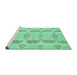 Sideview of Machine Washable Abstract Turquoise Modern Area Rugs, wshabs1225turq